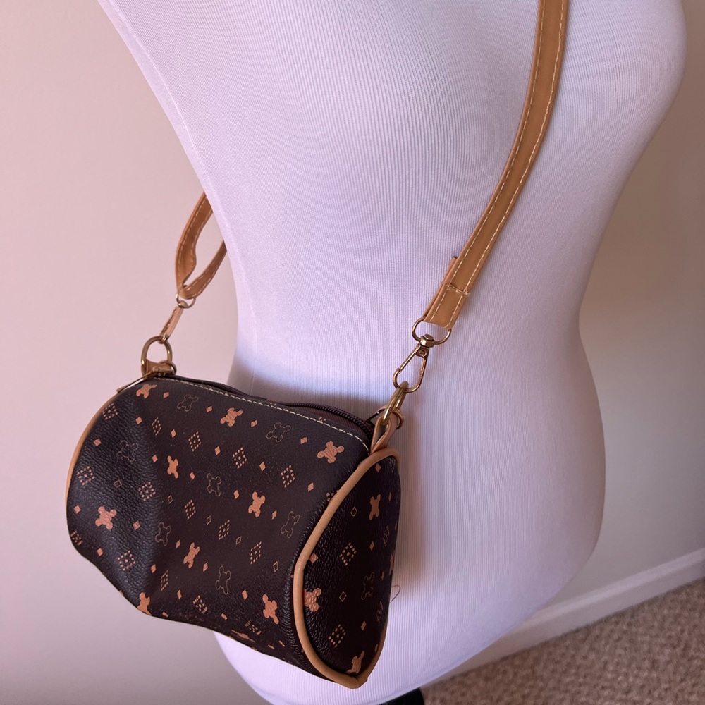 Brown/Tan Print Crossbody Purse